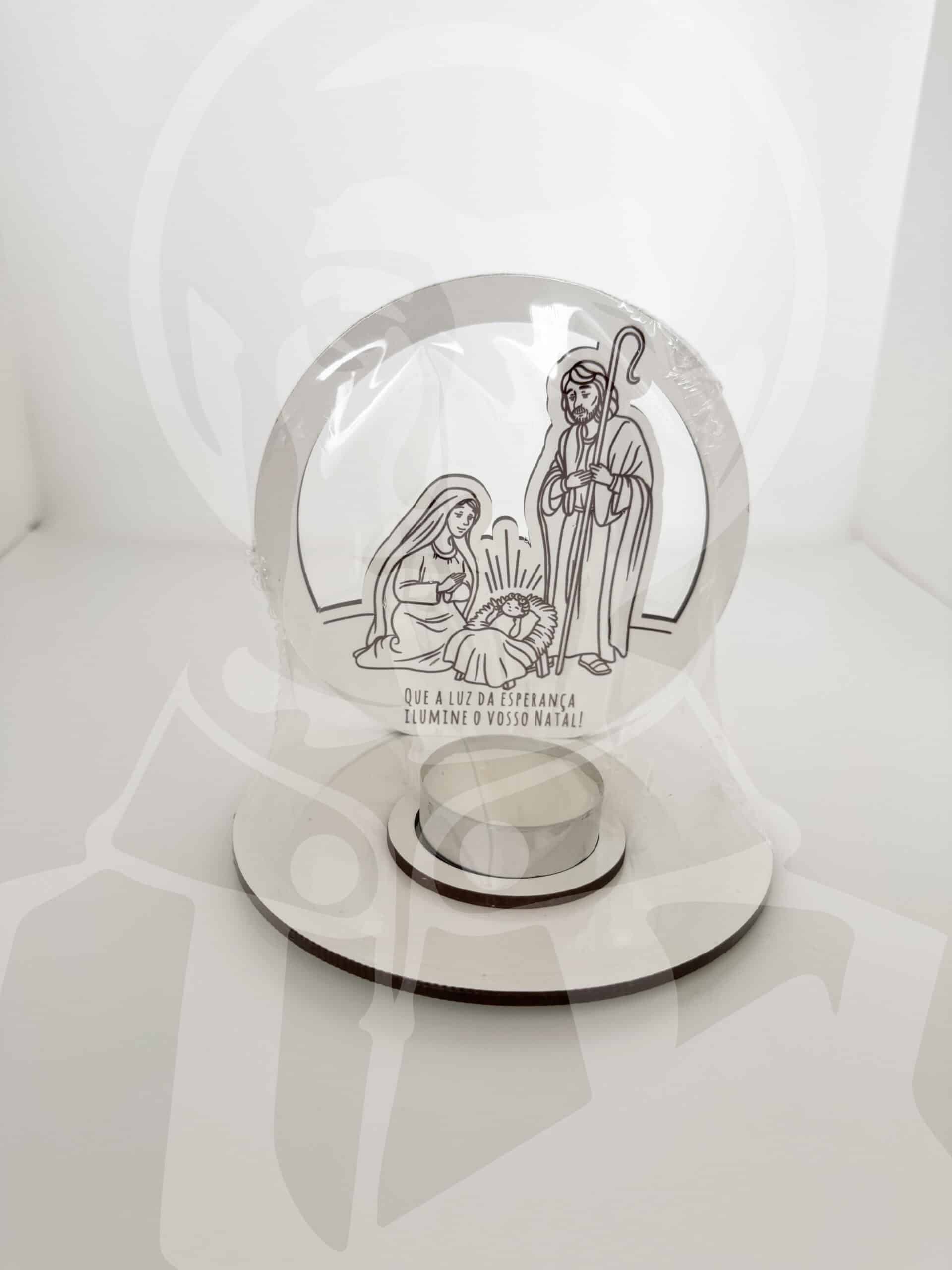 Suporte com vela e mensagem de Natal