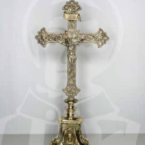 Cruz de Altar em Latão Dourado