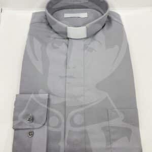 Camisa com Cabeção Lisa Manga Comprida - Cinzento