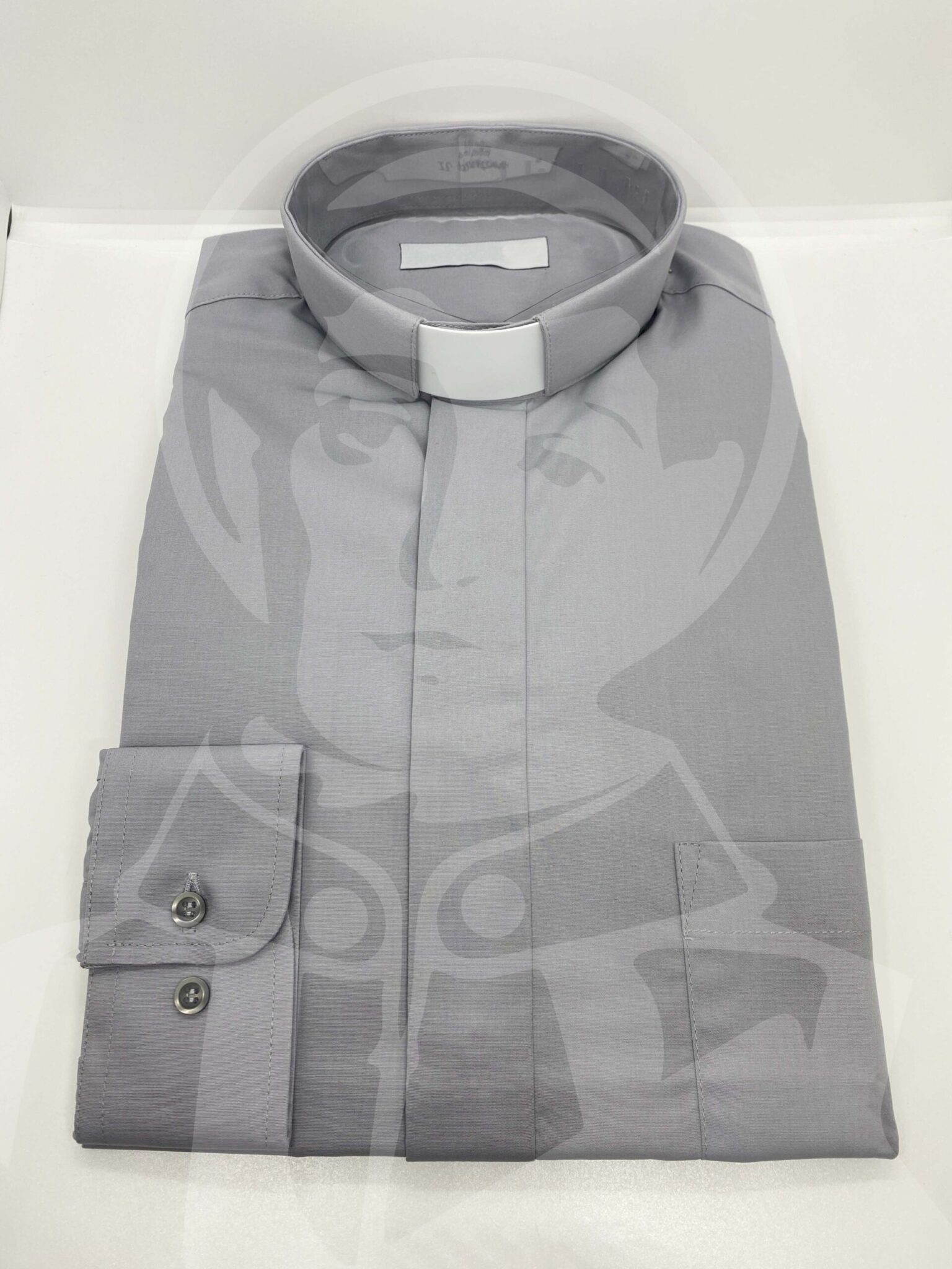 Camisa com Cabeção Lisa Manga Comprida - Cinzento