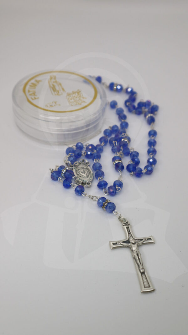 Terço Contas Cristal - Azul Escuro