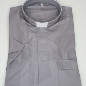 Camisa Manga Curta com Cabeção Romano - Cinza