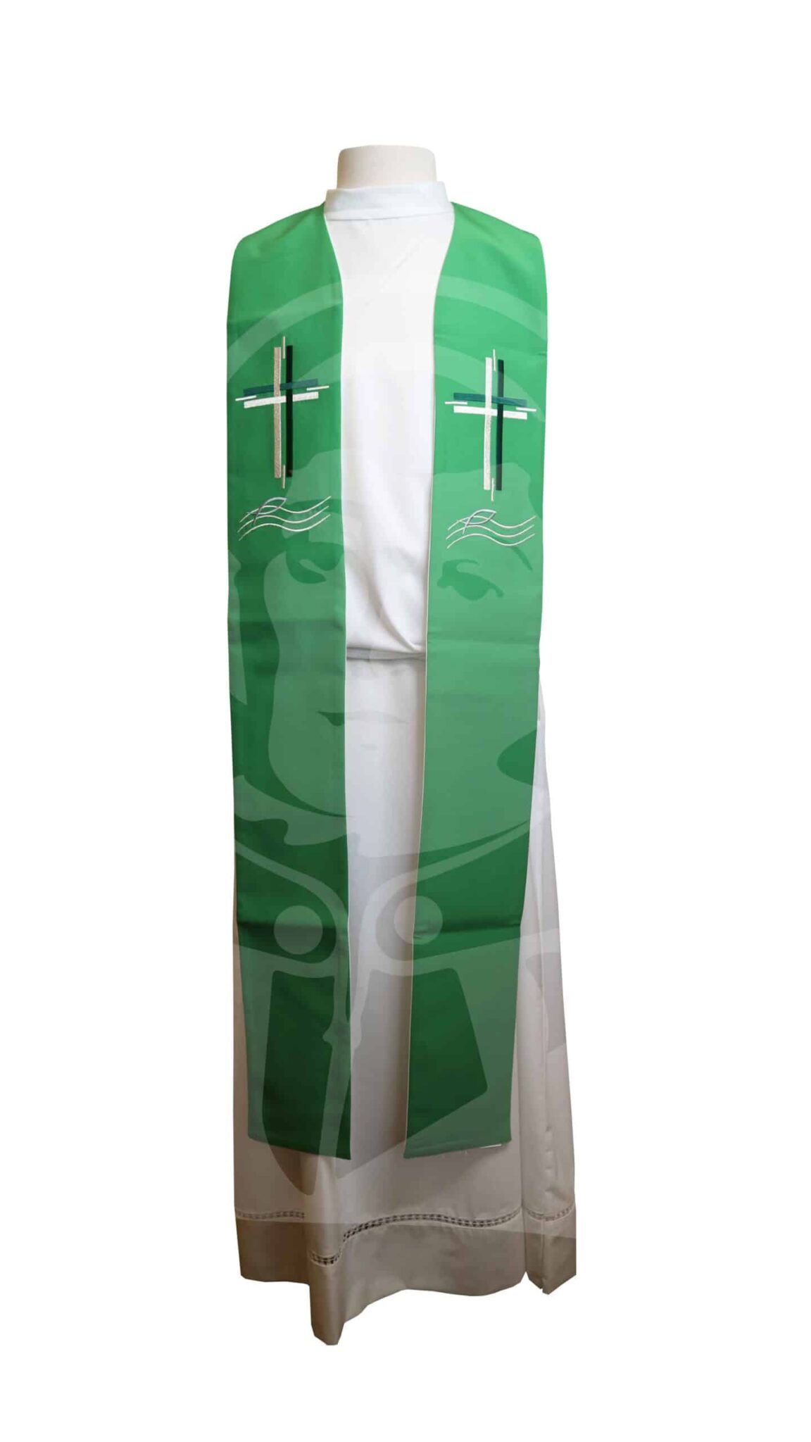 Estola Dupla Verde/Branco