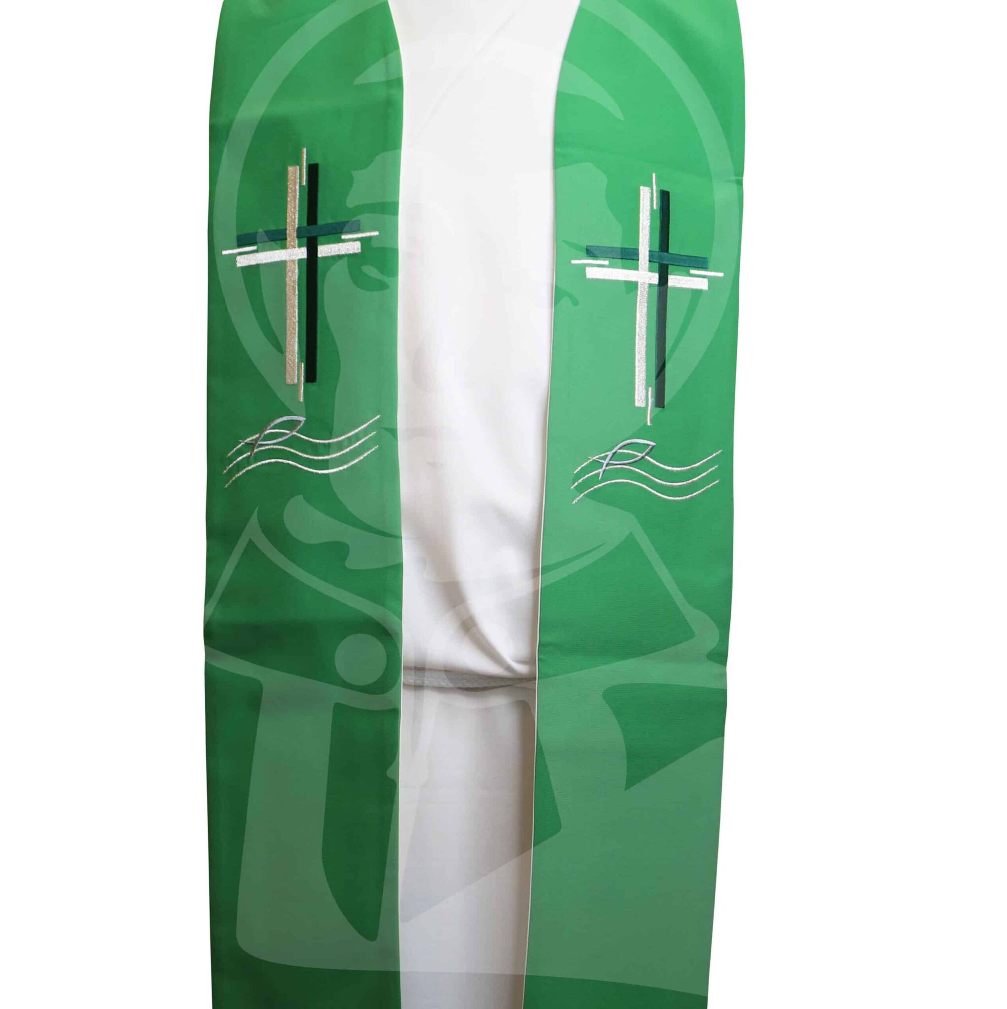 Estola Dupla Verde/Branco - Image 2