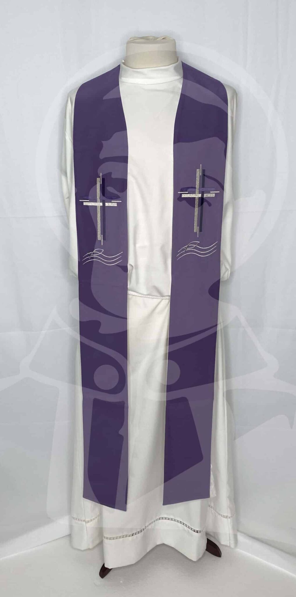 Estola Dupla Roxo/Branco