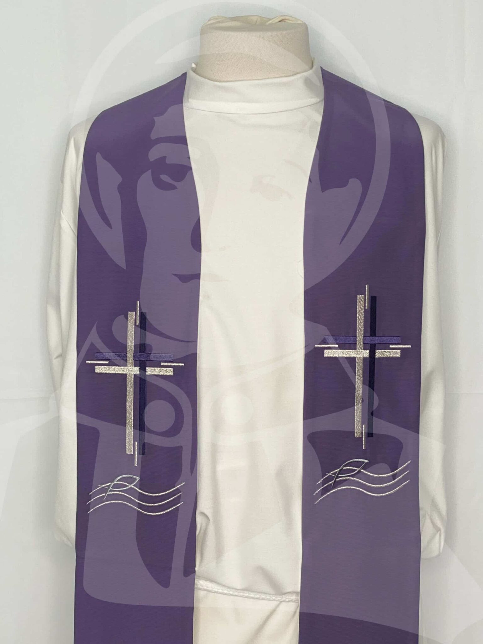 Estola Dupla Roxo/Branco - Image 2