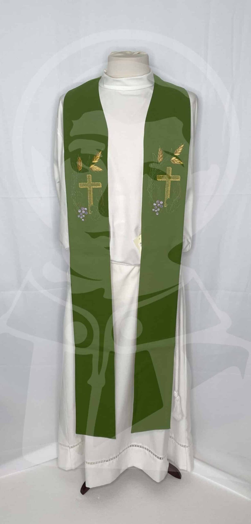 Estola Dupla Verde/Branco