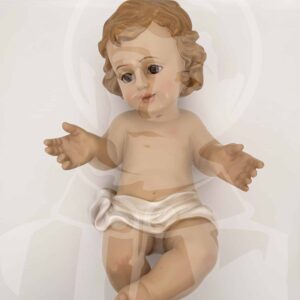 Menino Jesus Deitado com Olhos de Vidro 30cm