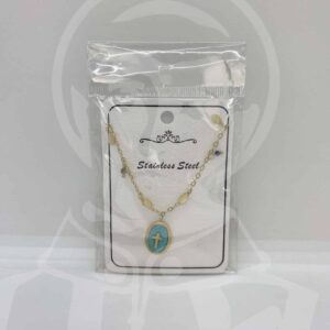 Fio em Aço Pedra com Cruz Dourado