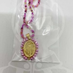 Fio em Aço N.ª Sr.ª Milagrosa com Missangas - Dourado