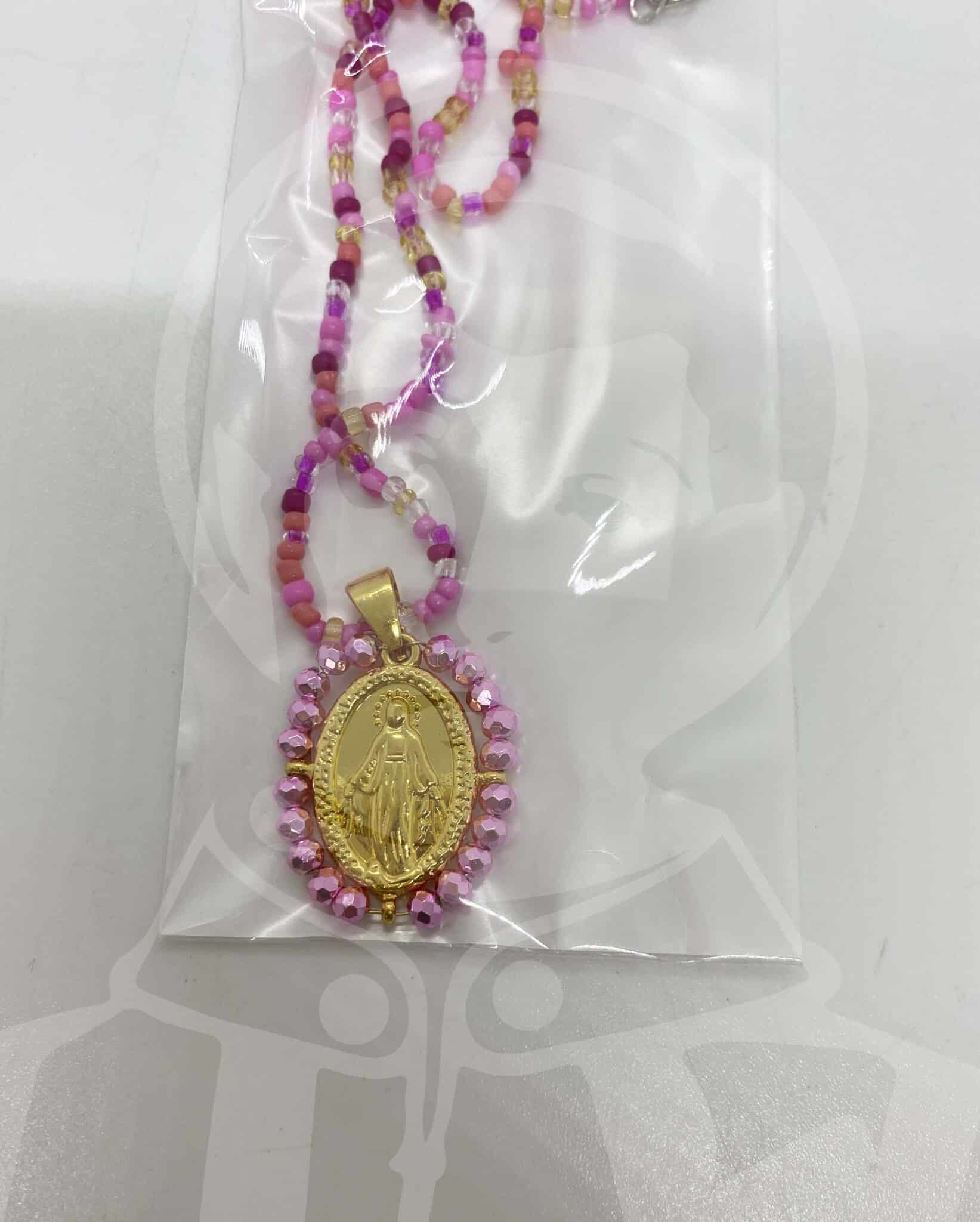 Fio em Aço N.ª Sr.ª Milagrosa com Missangas - Dourado