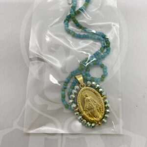 Fio em Aço N.ª Sr.ª Milagrosa com Missangas - Dourado