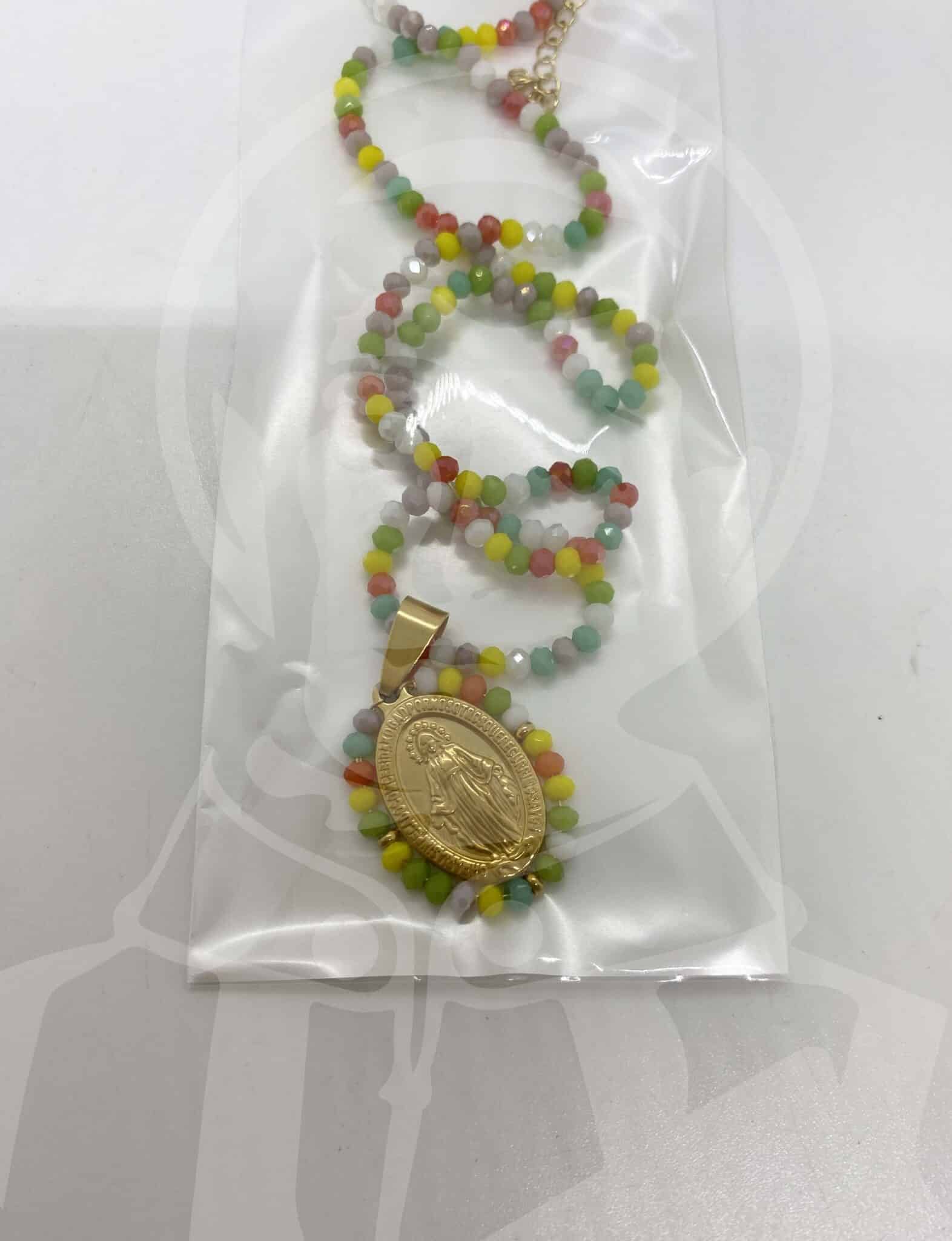 Fio em Aço N.ª Sr.ª Milagrosa com Missangas - Dourado