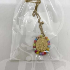 Fio em Aço N.ª Sr.ª Milagrosa com Missangas - Dourado