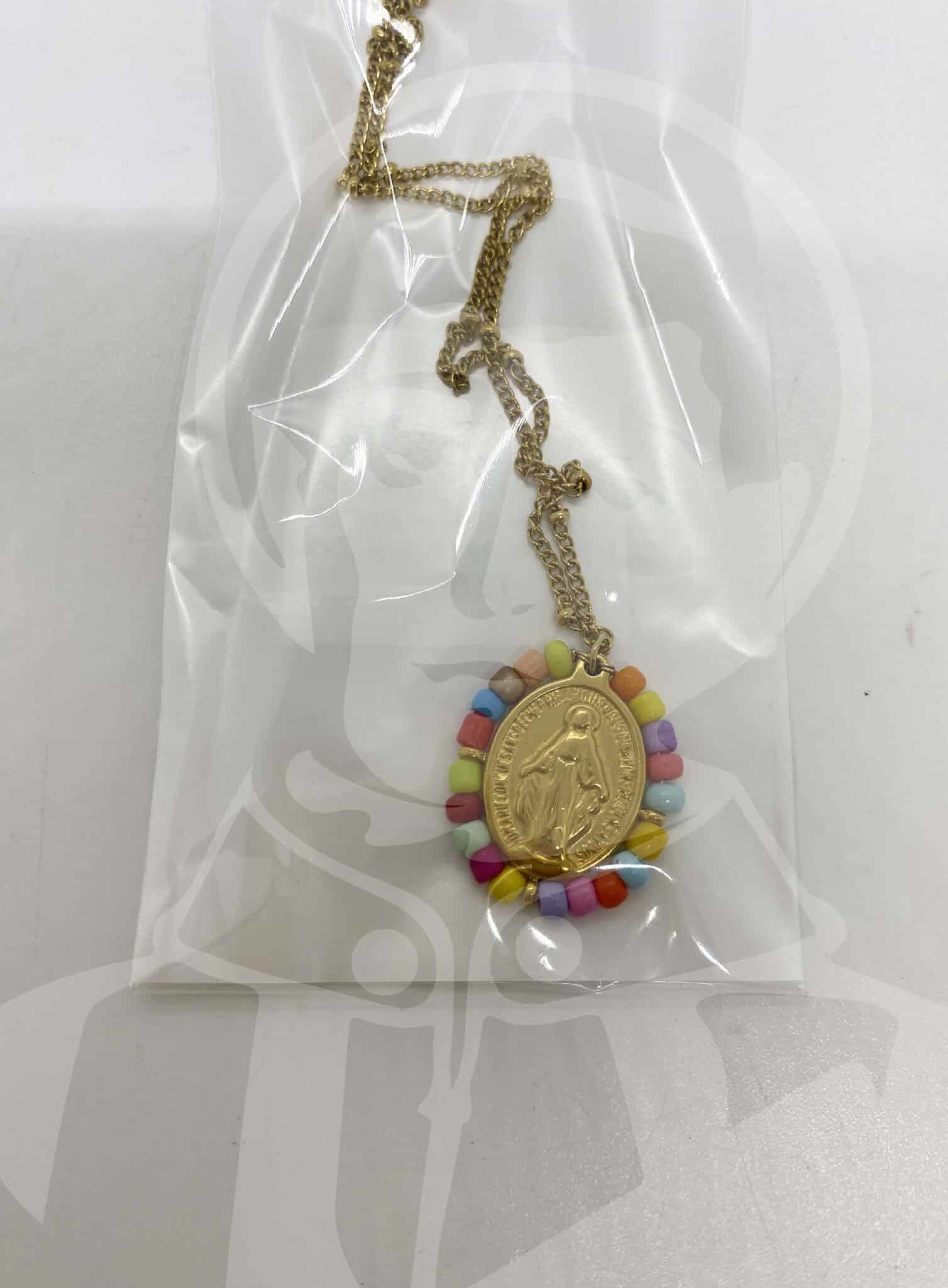 Fio em Aço N.ª Sr.ª Milagrosa com Missangas - Dourado