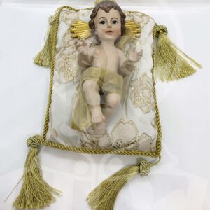 Menino Jesus com Almofada Bege/Dourada