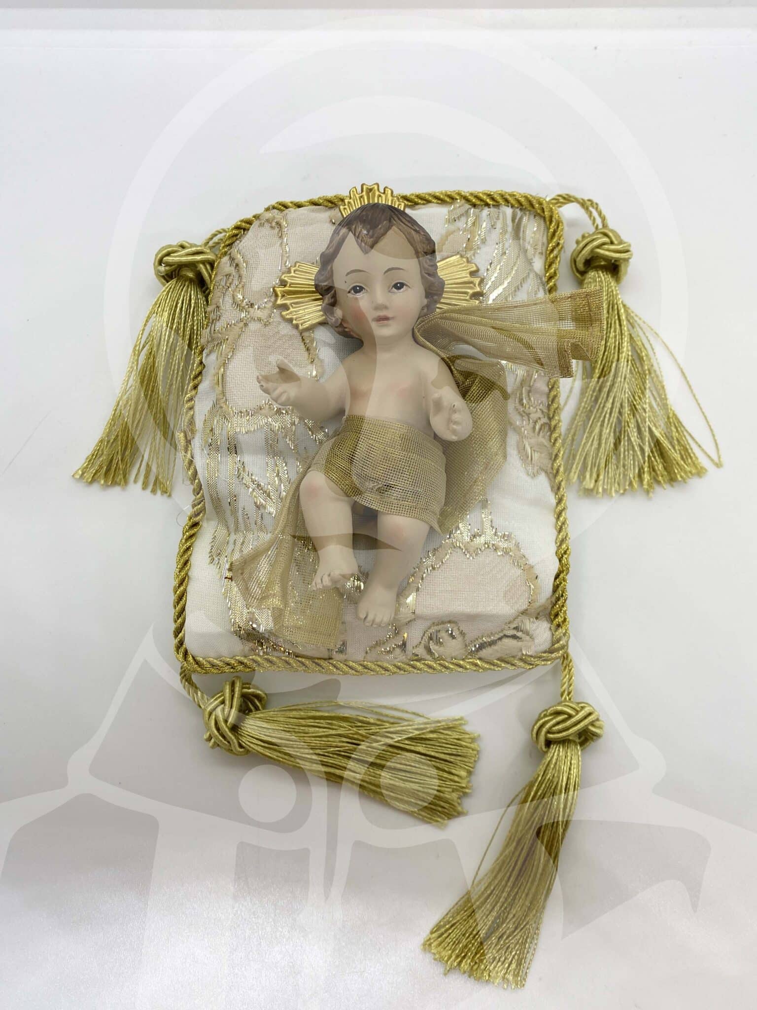 Menino Jesus com Almofada Bege/Dourado