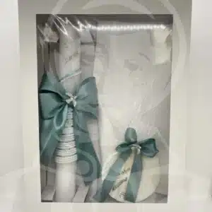 Kit de Batismo com Vela, Concha e Toalha - Azul