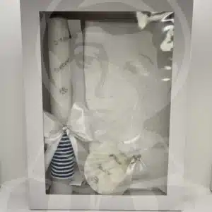 Kit de Batismo com Vela, Concha e Toalha - Azul