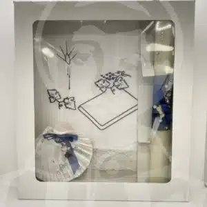 Kit de Batismo com Vela, Concha e Toalha - Azul