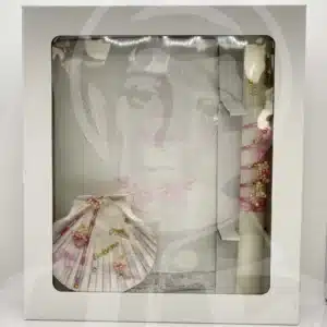 Kit de Batismo com Vela, Concha e Toalha - Rosa