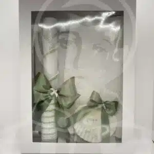 Kit de Batismo com Vela, Concha e Toalha - Verde