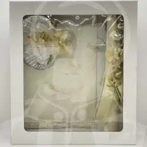 Kit de Batismo com Vela, Concha e Toalha - Dourado