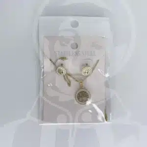 Fio e Brincos em Aço Árvore da Vida