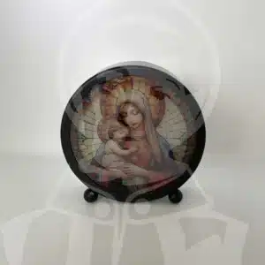 Quadro Efeito Vitral com Luz - Virgem com Menino