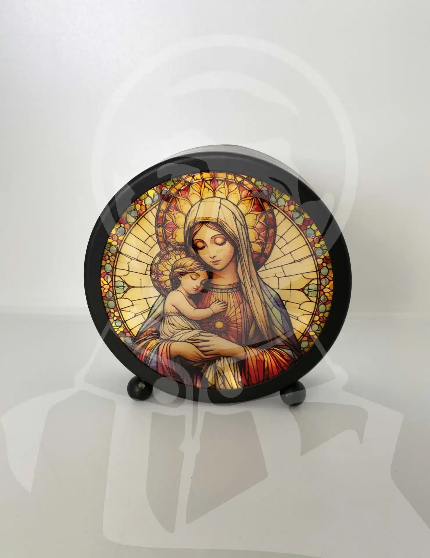 Quadro Efeito Vitral com Luz - Virgem com Menino - Image 2