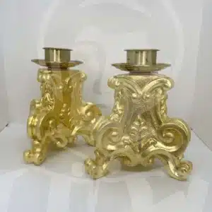 Castiçal de Altar em Madeira com Ouro