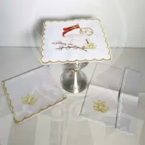Conjunto de Altar Bordado Linho/Algodão Cordeiro