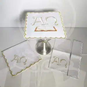 Conjunto de Altar Bordado Linho/Algodão Alfa e Ómega