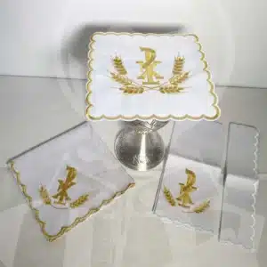 Conjunto de Altar Bordado Linho/Algodão PX e Espigas