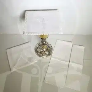Conjunto de Altar Bordado Branco - Linho/Algodão - Motivos Eucarísticos