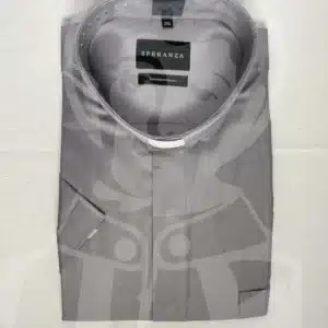 Camisa com Cabeção de Algodão Australiano - Manga Curta - Cinzento