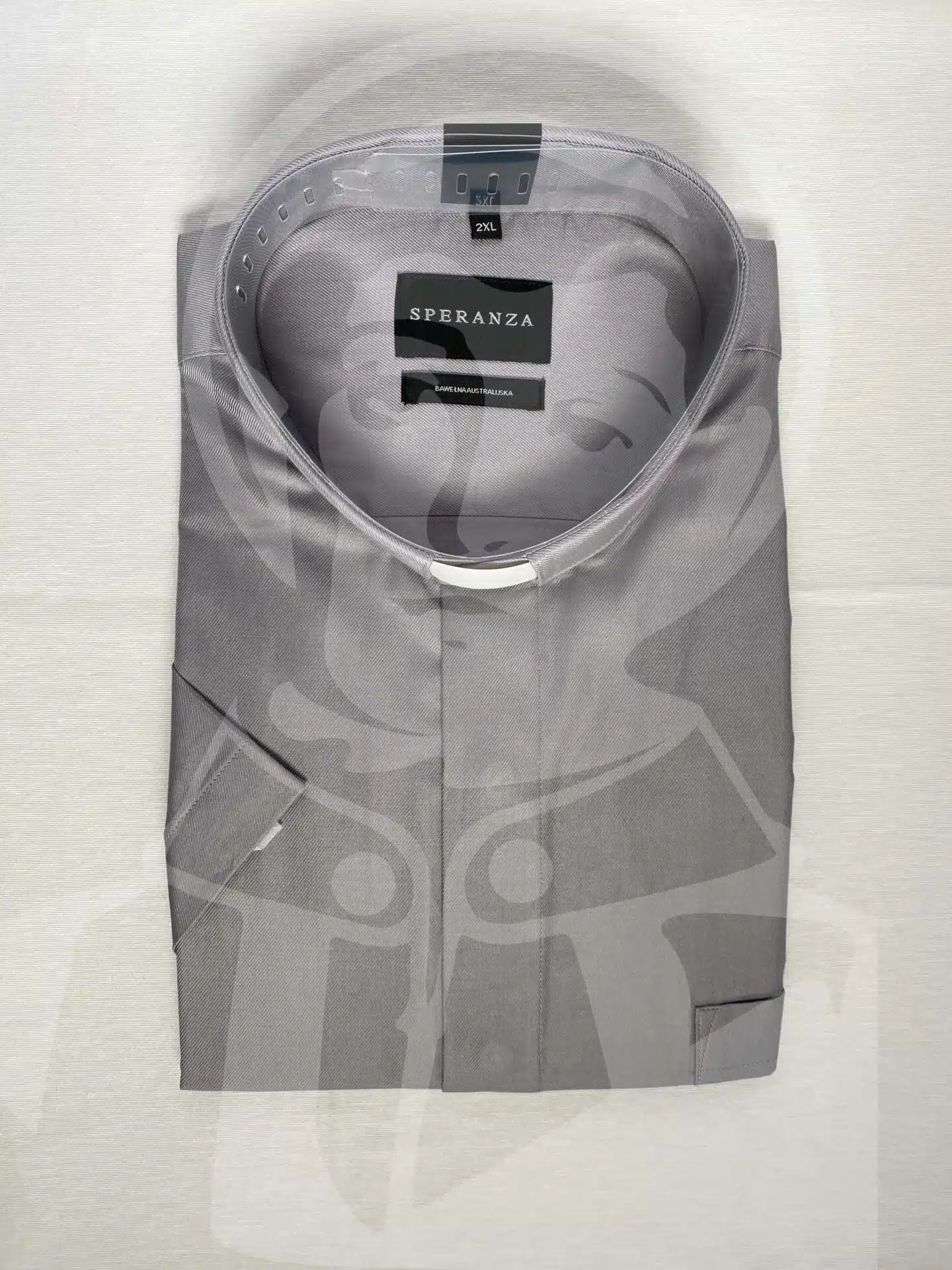 Camisa com Cabeção de Algodão Australiano - Manga Curta - Cinzento
