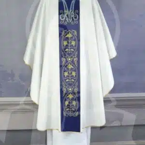Casula Mariana com Estola com Estolão com Tecido Veludo Bordado