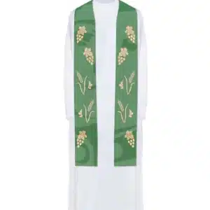 Estola Verde com Bordado de Motivos Eucarísticos